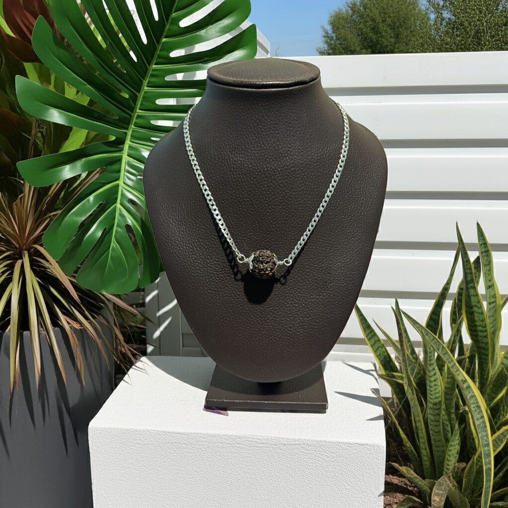 6 Mukhi Rudraksha Pendant with Silver Chain