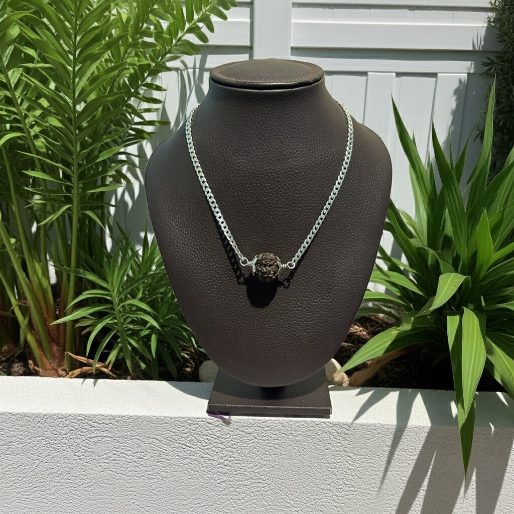 7 Mukhi Rudraksha Silver Pendant With Chain
