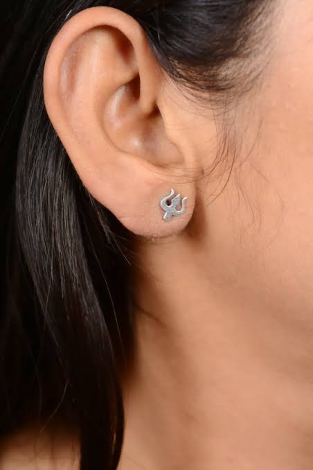 Shiva Trishul Ear Stud 925 Silver Earring
