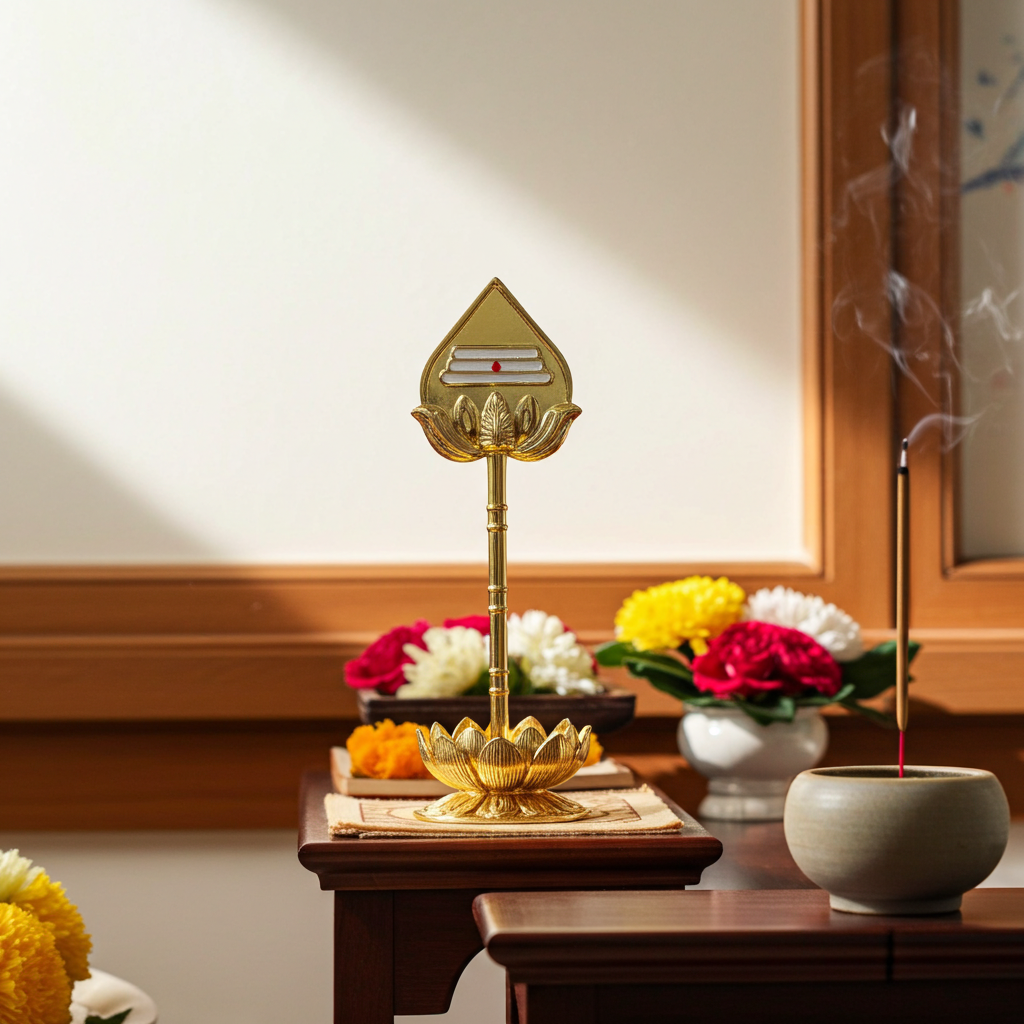 Golden Lord Murugan Vel Idol – Small Murugar Idol for Pooja Room, Office & Car Dashboard