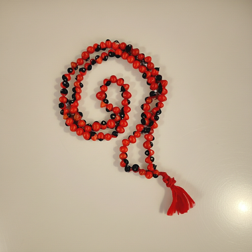 Kundrinmani Mala | Red Chirmi Beads Mala | Spiritual Prayer Beads for Protection, Positivity, Meditation & Blessings